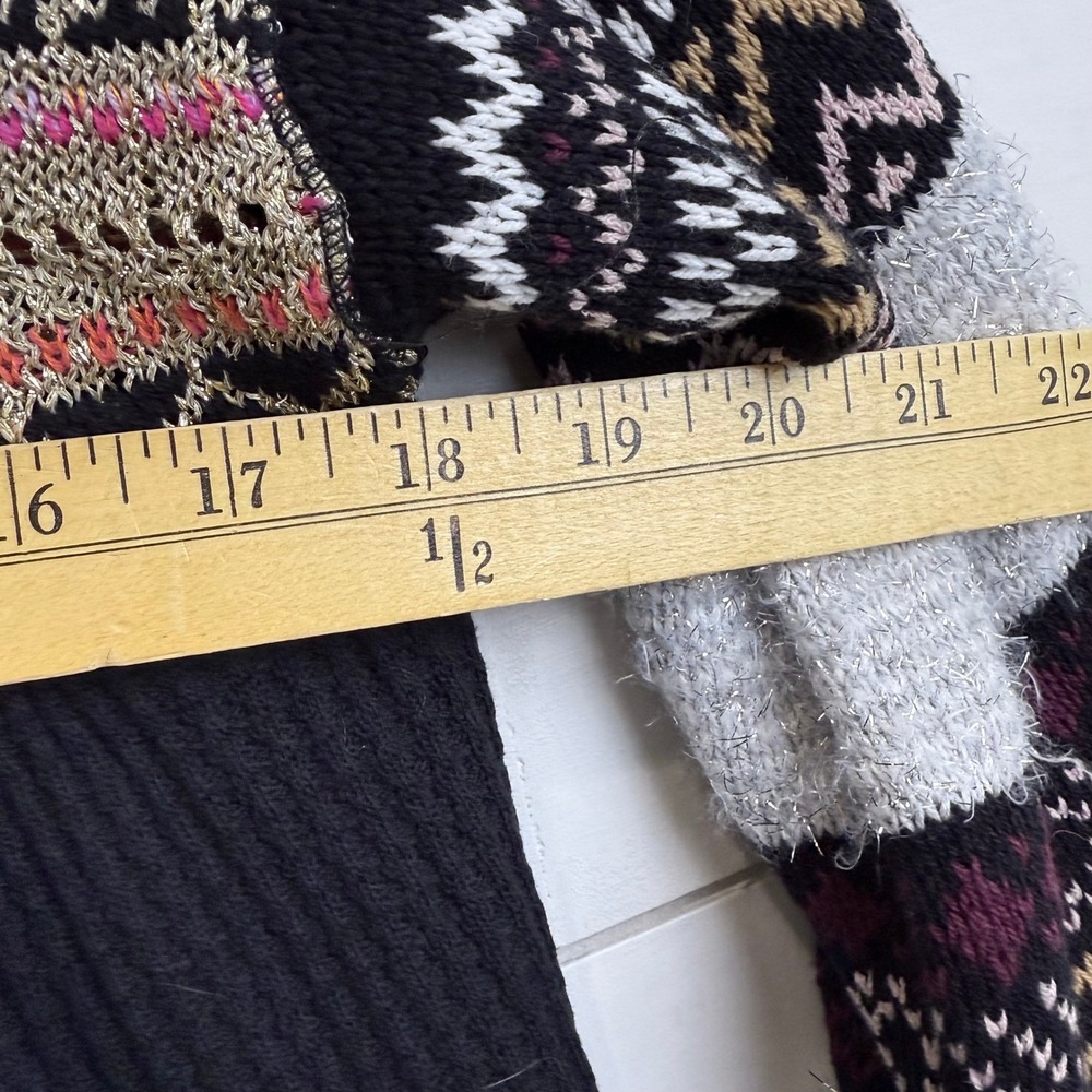 Free People Cozy Cottage Babydoll Fair Isle Metallic Zip Sweater Black XS - Picture 7 of 8